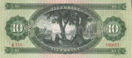 1962. 10Ft (2x) egyugrású sorszámozással T:II+ Csak egyszer hajtva!