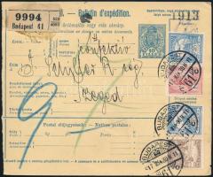 1917 Csomagszállító 4 bélyeges bérmentesítéssel Szegedre