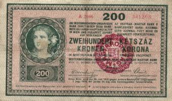 1918. 200K "A2046" hamis piros "Magyarország" körbélyegzővel T:III