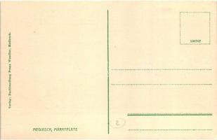 Medgyes, Mediasch, Medias; Marktplatz / Piac tér, üzletek, Franz Wendler kiadása / market square, sh...