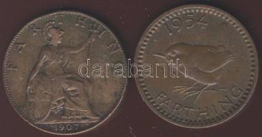 Nagy-Britannia 1907. 1F VII.Edward T:3 + 1954. 1F II.Erzsébet T:3+