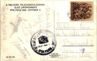 1938 Ipolyság, Sahy; Vármegyeháza, bevonulás, Est Foto / entry of the Hungarian troops + Ipolyság vi...