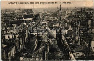 1913 Pozsony, Pressburg, Bratislava; Nach dem grossen Brande / A nagy tűzvész után, Kaufmann Benedek kiadása / the city after the great fire (EK)