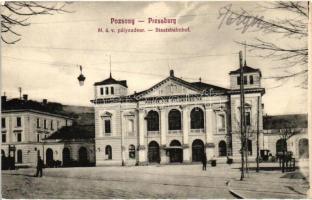 Pozsony, Pressburg, Bratislava; Staatsbahnhof / MÁV pályaudvar, vasútállomás, G. L. P. 338. / railway station
