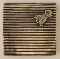 Ezüst(Ag) monogramos cigarettatárca, jelzett, 8x8x1,5 cm, nettó: 94,8 g