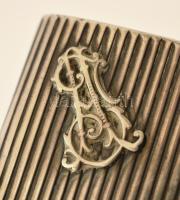 Ezüst(Ag) monogramos cigarettatárca, jelzett, 8x8x1,5 cm, nettó: 94,8 g