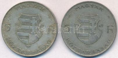 1947. 5Ft Ag "Kossuth" (2x) T:2,2- patina