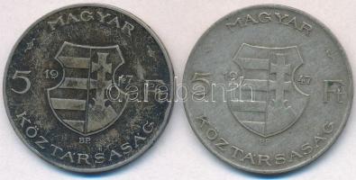 1947. 5Ft Ag "Kossuth" (2x) T:2,2- patina