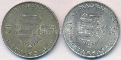 1947. 5Ft Ag "Kossuth" (2x) T:2,2- patina