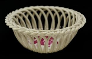 Herendi Apponyi mintás fonott tálka, kézzel festett, jelzett, hibátlan, d: 9 cm, m: 3,5 cm