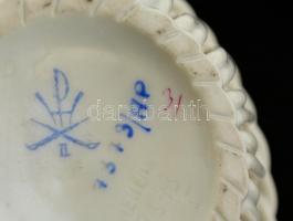 Herendi Apponyi mintás fonott tálka, kézzel festett, jelzett, hibátlan, d: 9 cm, m: 3,5 cm