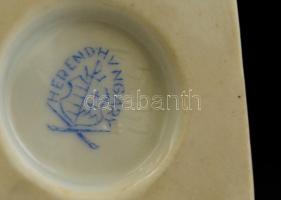 Herendi porcelán virágmintás karmos mini kaspó, kézzel festett, jelzett, hibátlan, m: 7,5 cm