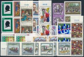 30 stamps, mostly pairs, 30 db bélyeg párokban, közte teljes sorok stecklapon