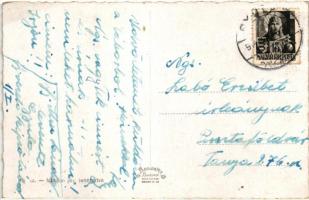 Gyula, Országzászló, Megyeháza, Göndöcs népkerti pavilon, mozaiklap (ázott / wet damage)