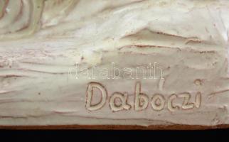 Dabóczi Mihály (1905-1980): Fekvő akt. Mázas kerámia, jelzett, apró lepattanásokkal, 24x19 cm