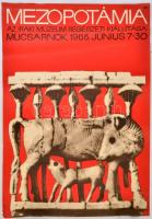 1968 Műcsarnok, Mezopotámia az Iraki Múzeum régészeti kiállítása, plakát, szélén kis szakadás, 82x56,5 cm