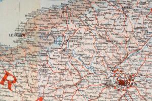 cca 1916 Franciaroszág és Belgium háborús térképe, 1:1.500.000, Bródy-féle háborús térképek 13, Bp.,...