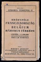 cca 1916 Franciaroszág és Belgium háborús térképe, 1:1.500.000, Bródy-féle háborús térképek 13, Bp.,...