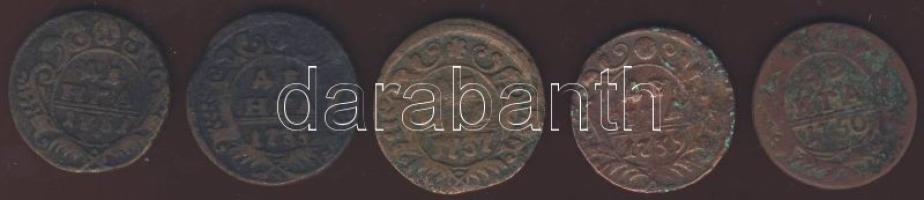 Oroszország 1731,1735,1737,1739,1750. 5klf Denga T:3+,3