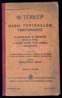 10 térkép a hazai történelem tanításához. Tervezték: Dr. Acsády Ignác, Dr. Cherven Flóris, Dr. Csánki Dezső, Dr. Marczali Henrik, Dr. Márki SÁndor, Dr. Pauler Gyula. Rajzolta: Kogutowicz Manó. Bp., ,Magyar Földrajzi Intézet Rt. Javított gerincű félvászon-kötés, kissé viseltes állapotban, foltos borítóval, egy-két helyen ceruzás bejegyzéssel.