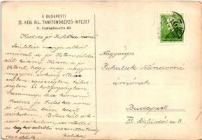 Budapest II. Csalogány utca 43.  Állami Tanítónőképző Intézet, udvar, Franklin Társulat kiadása (kis...