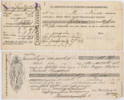 Szombathely 1909-1915. Első Magyar Általános Biztosító Társaság díjkötelezvény bélyegzésekkel (2x) T:III
