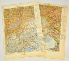 2 db I. világháborús térkép, olasz hadszíntér, Triest és Belluno térképe, 1:200.000, bejelölésekkel, jegyzetekkel, Triest térképen dátumozással (1917. okt. 24.), kis szakadásokkal, 55x39 cm./ I. World War maps, 2 pc., Italian front, map of Trieste and Belluno, 1:200.000, with marks, and notices, with date on the map of Trieste (24. Okt. 1917), with small tears, 55x39 cm.