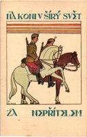 Na koni v síry svet, za neprítelem / Czech military propaganda with horse riding soldiers