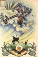 4 db RÉGI Bozó irredenta üdvözlőlap / 4 pre-1945 Bozó signed Hungarian irredenta greeting art postca...