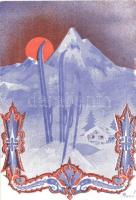 4 db RÉGI Bozó irredenta üdvözlőlap / 4 pre-1945 Bozó signed Hungarian irredenta greeting art postca...