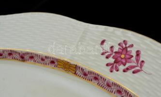 Herendi Apponyi mintás húsos tál, kézzel festett, jelzett, hibátlan, 41×31 cm