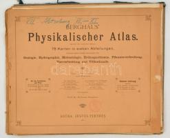 1886-1887 Berghaus Physikalischer Atlas. I. rész (II.,III., V.,VI.,XIII.,XV. térképek.), II. rész (I.,IV.,VIII-XI. térképek),III. rész (X-XII. térképek), IV. rész (V. térkép), VI. rész (I-IX. térképek), VII. rész (VI-XI. térképek.), összesen: 31 db térkép. Nem teljes! Szerk.: Prof. Dr. Hermann Berghaus. Gotha, Justus Perthes. Szakadozott papírmappákban, de a térképek jó állapotban, német nyelven, 33x41 cm./ 1886-1887 Berghaus Physikalischer Atlas. I. part (II.,III.,V.,VI.,XIII.,XV. maps), II. part (I.,IV.,VIII-XI. maps), III. part (X-XII. maps), IV. part (V. map), VI. part (I-IX. maps), VII. part (VI-XI. Maps.) All: 31 pc. maps. Not complete! Edited by Prof. Dr. Hermann Berghaus. Gotha, Justus Perthes. In raunchy folders, but the maps are okay, in German language, 33x41 cm.