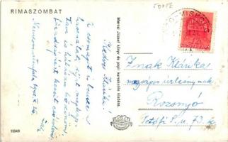 Rimaszombat, Rimavska Sobota; Mezőgazdasági iskola, templom, Fő tér, Marosi József kiadása / school,...