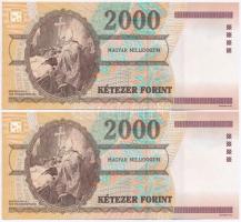 2000. 2000Ft "Millenium" (2x) sorszámkövetők T:I,I-