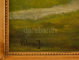 Klein jelzéssel: Zöld tetős ház. Olaj, vászon, keretben, festék hibákkal, 45×74 cm