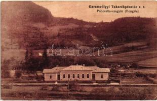 Koháryháza, Pohorella-vasgyár, Pohorelá; Garamvölgyi takarékpénztár, vasút / savings bank, railway (kis szakadás / small tear)