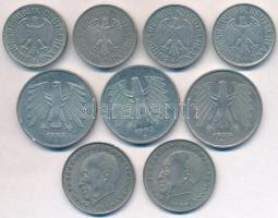 NSZK 1970-1992. 1M (4xklf) + 2M (2xklf) + 5M (3xklf) T:2,2-
FRG 1970-1992. 1 Mark (4xdiff) + 2 Mark...