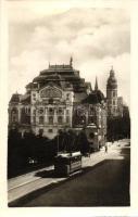 Kassa, Kosice; Divadlo a Dóm / utcakép, színház, villamos, Fried kiadása / street view, theater, tram (fa)