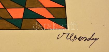 Vasarely jelzéssel:  2 db" tanulmány"  rajz. Vegyes technika, papír, 24×39 cm (2×)