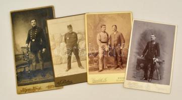 cca 1900-1914 4 db nagyméretű, katonákat ábrázoló keményhátú fotó 11x17 cm