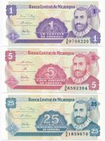 Nicaragua 1991. 1c + 5c + 25c T:I Nicaragua 1991. 1 Centavo + 5 Centavos + 25 Centavos C:UNC Krause 167;168;170