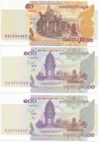 Kambodzsa 2001. 100R (2x) sorszámkövetők + 2002. 50R T:I Cambodia 2001. 100 Rials (2x) sequential serials + 2002. 50 Rials C:UNC