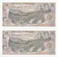 Ausztria 1967. 20Sch (2x) egyugrásos sorszámkövetők  T:I- 
Austria 1967. 20 Schilling (2x) C:AU 
K...