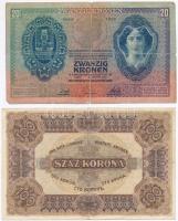 1907. 20K + 1920. 100K "Orell Füssli Zürich" T:III-,IV,III kis ly