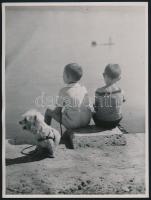 cca 1940-1970 közötti vízparti képek, 3 db vintage fotóművészeti alkotás, jelzés nélkül, 24x18 cm és...