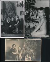 cca 1910-1950 között készült karácsonyi fényképek, 11x8,5 cm és 18x24 cm között