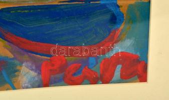 Cs. Németh Miklós (1934-2012): Női fej, tempera, karton, jelzett, paszpartuban, üvegezett fa keretbe...