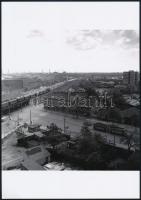 1968 Budapesti villamos, vintage negatív felvétel (6x6 cm) és az erről készült mai nagyítás, 25x18 c...