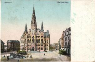 Liberec (Reichenberg) Town hall with trams (EB)