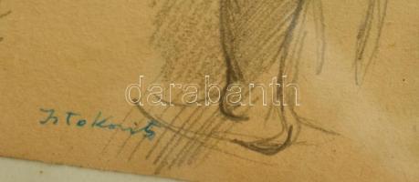 Istokovits jelzéssel: Akt tanulmányok. Ceruza, papír, üvegezett keretben, 20×28 cm